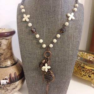 Vintage Southwestern Bead Chain Cross Key Necklace